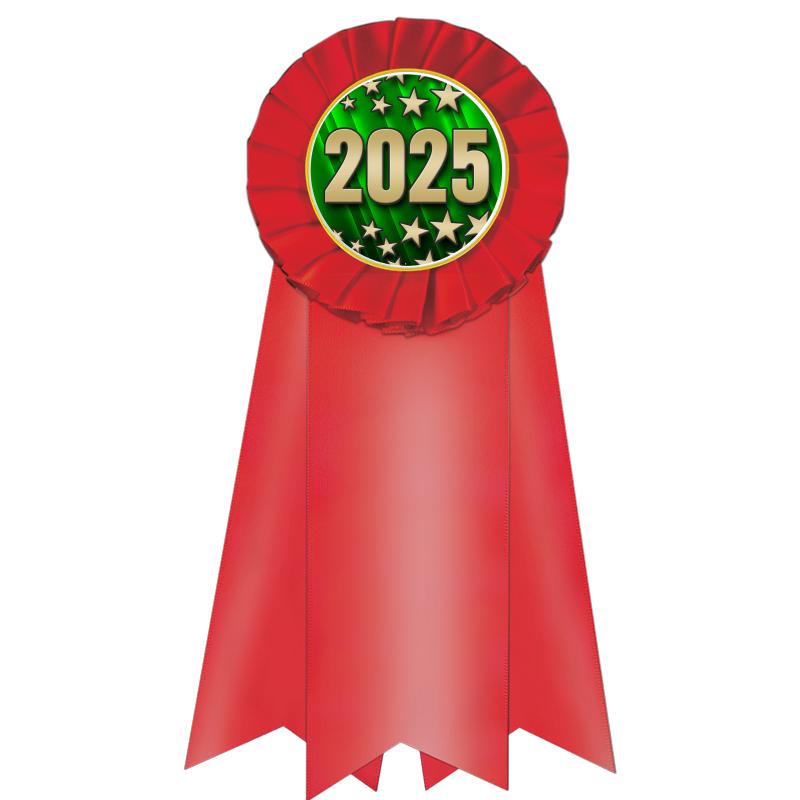 7" JUMBO RED MYLAR ROSETTE