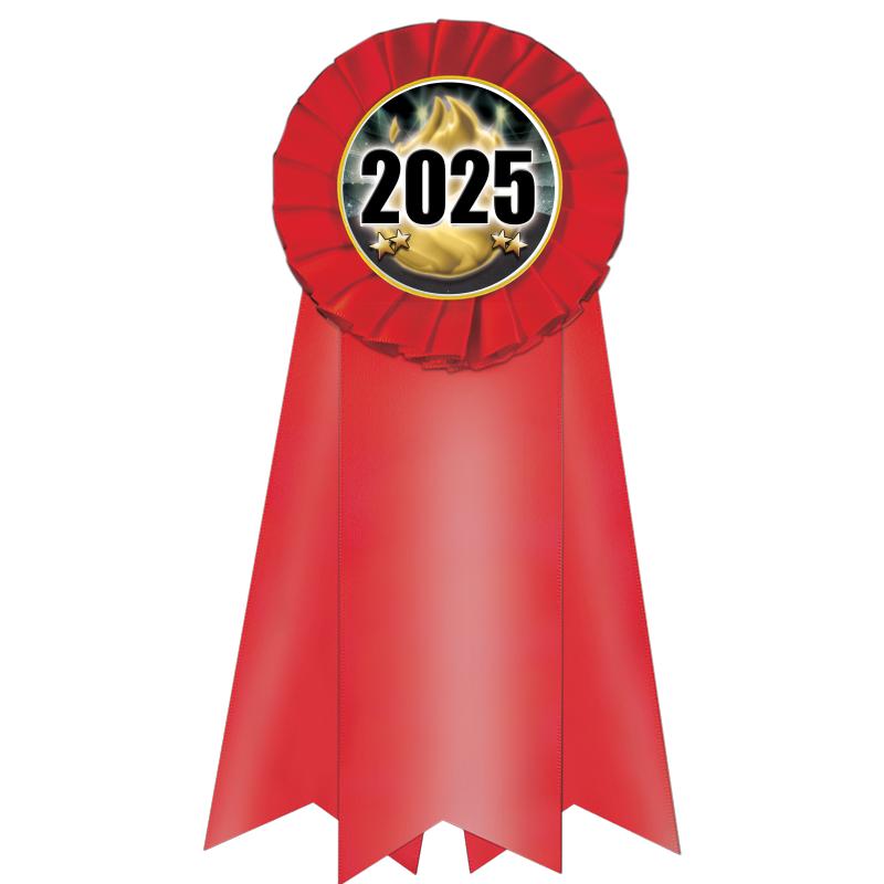 7" JUMBO RED MYLAR ROSETTE