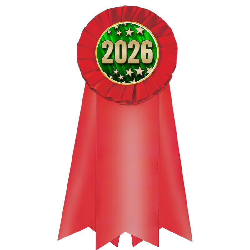 7" JUMBO RED MYLAR ROSETTE