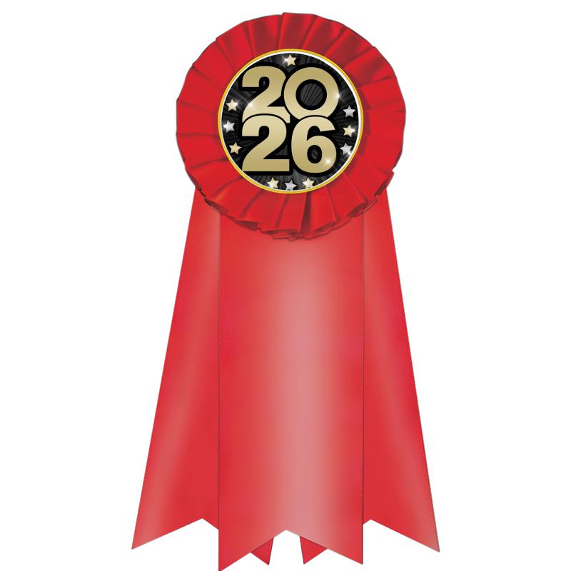 7" JUMBO RED MYLAR ROSETTE