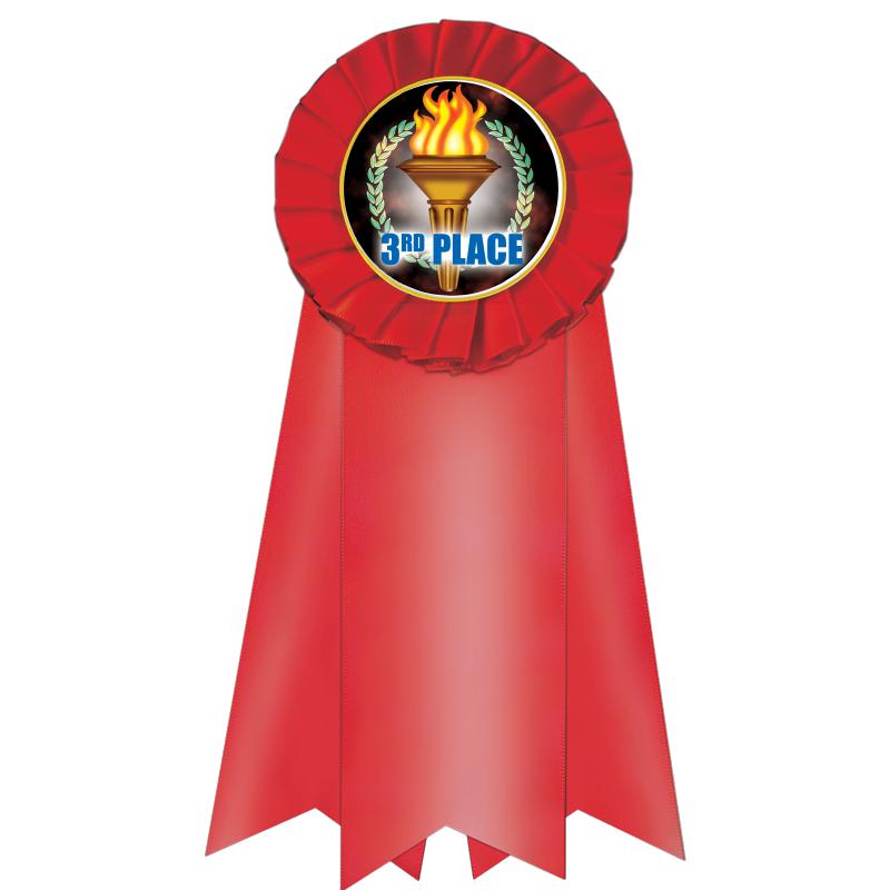 7" JUMBO RED MYLAR ROSETTE