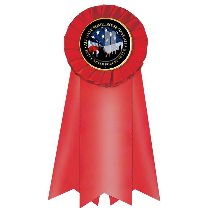 7" JUMBO RED MYLAR ROSETTE