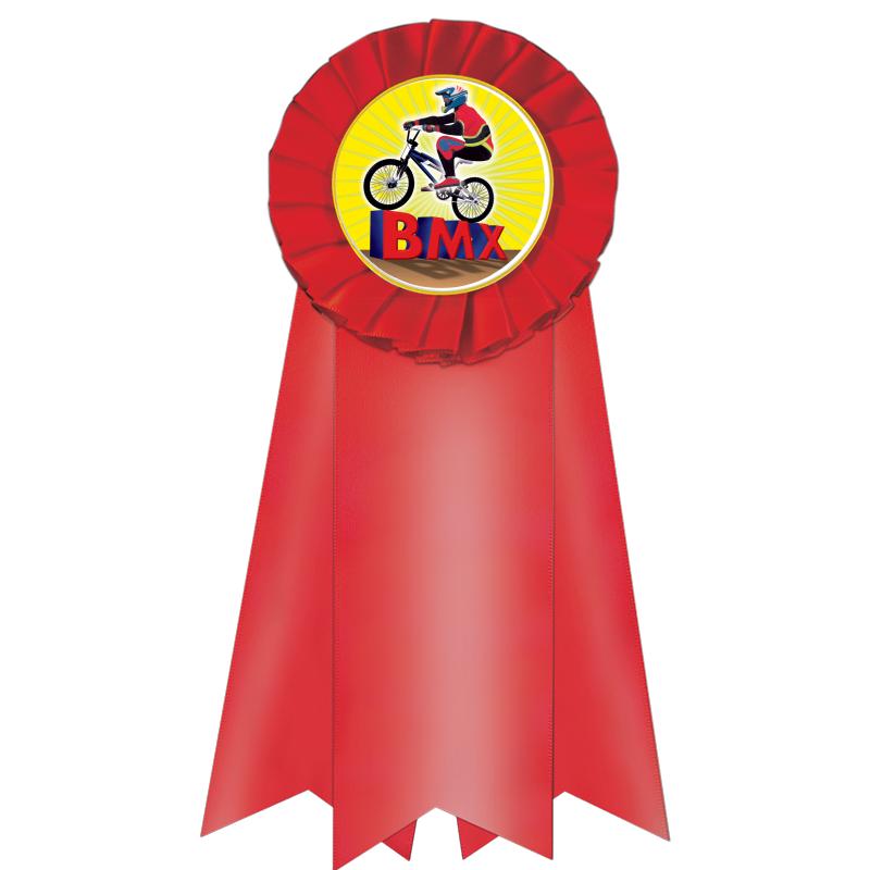 7" JUMBO RED MYLAR ROSETTE