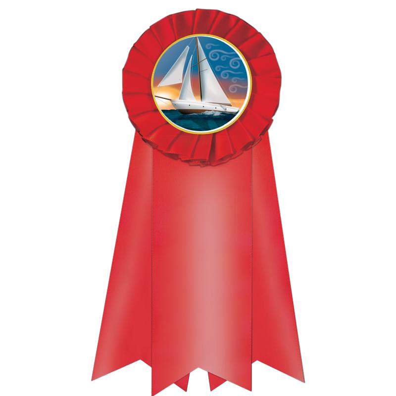 7" JUMBO RED MYLAR ROSETTE