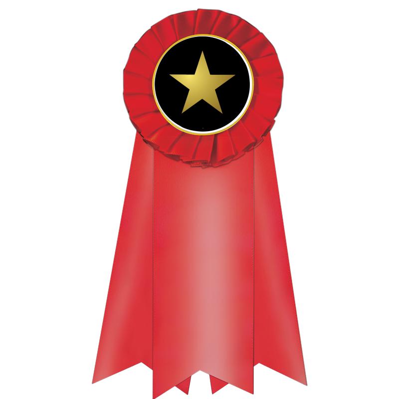 7" JUMBO RED MYLAR ROSETTE