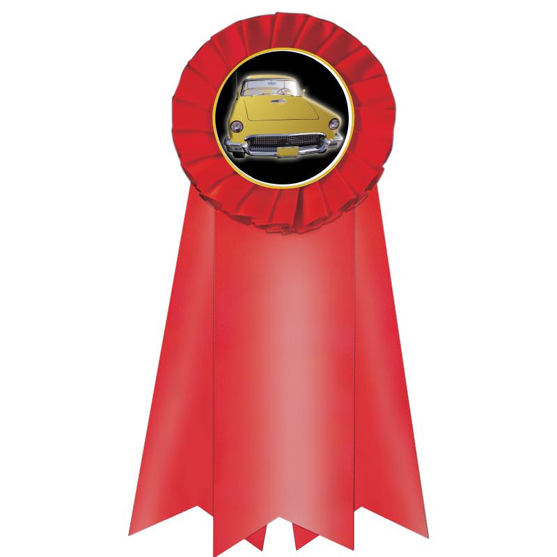 7" JUMBO RED MYLAR ROSETTE