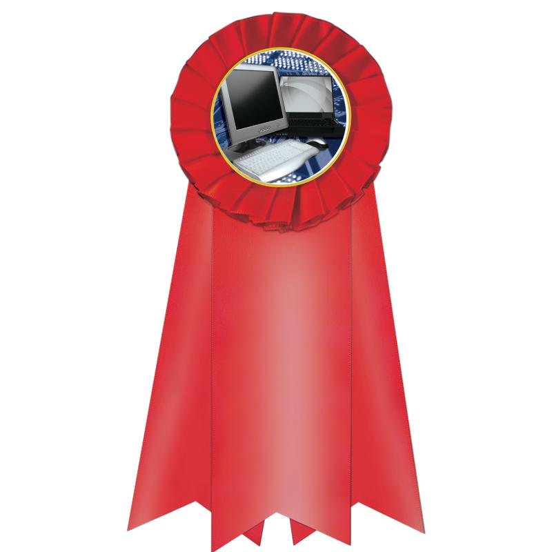 7" JUMBO RED MYLAR ROSETTE