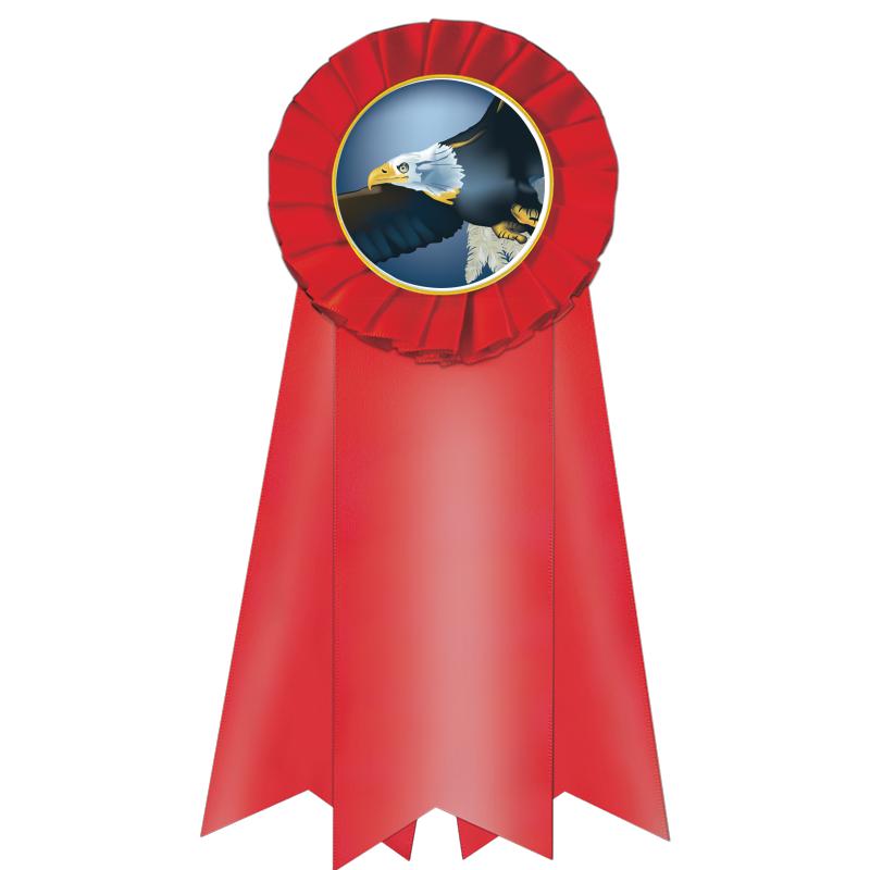 7" JUMBO RED MYLAR ROSETTE