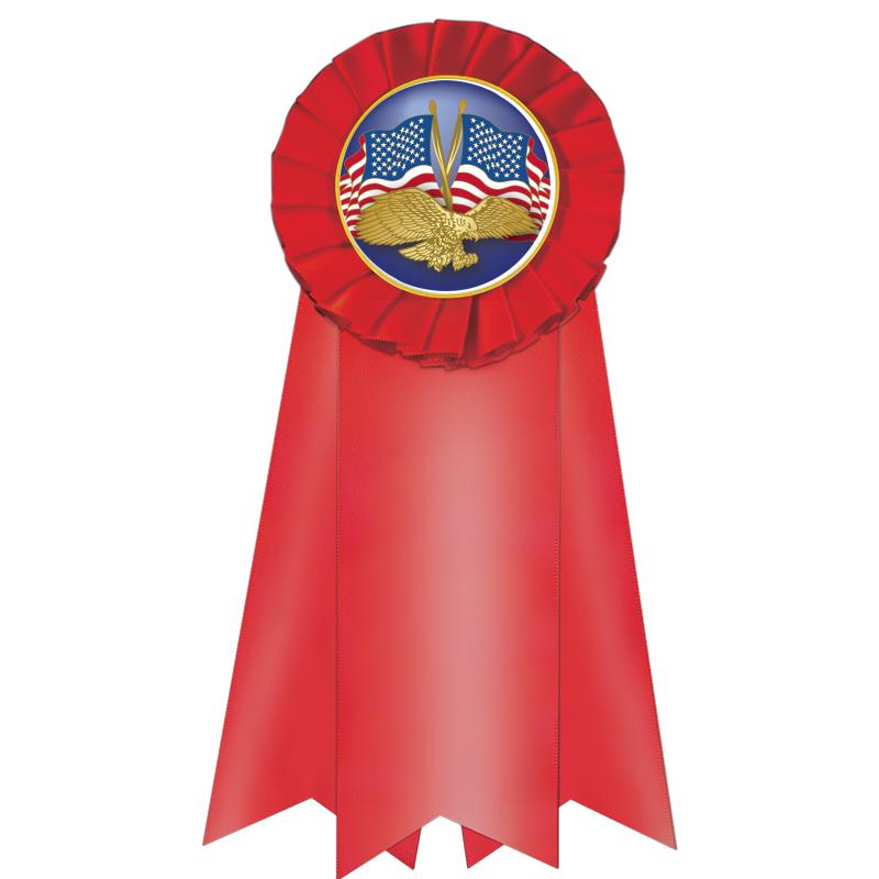7" JUMBO RED MYLAR ROSETTE