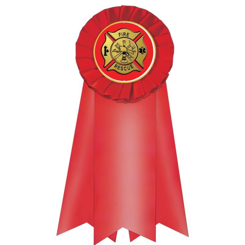 7" JUMBO RED MYLAR ROSETTE