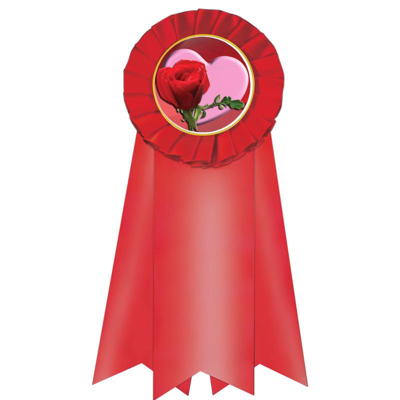 7" JUMBO RED MYLAR ROSETTE