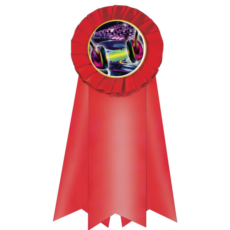 7" JUMBO RED MYLAR ROSETTE