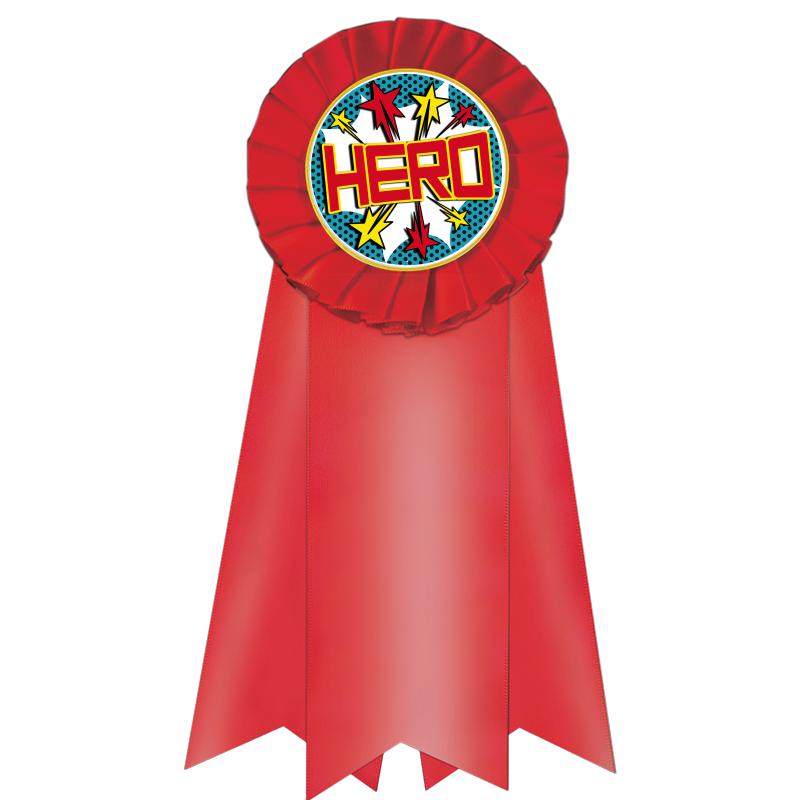 7" JUMBO RED MYLAR ROSETTE