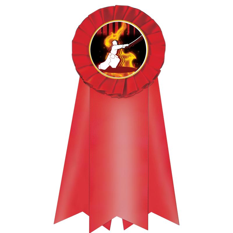 7" JUMBO RED MYLAR ROSETTE