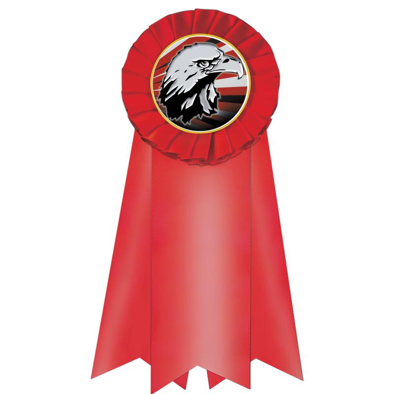 7" JUMBO RED MYLAR ROSETTE