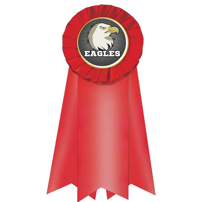 7" JUMBO RED MYLAR ROSETTE