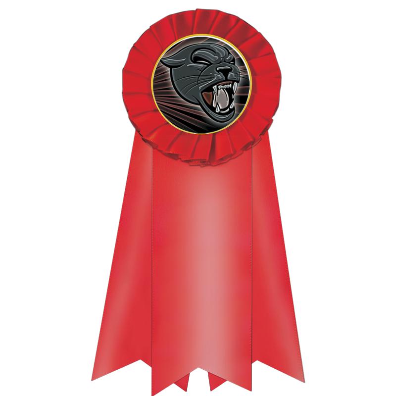 7" JUMBO RED MYLAR ROSETTE