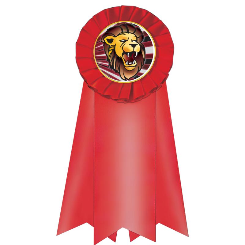 7" JUMBO RED MYLAR ROSETTE