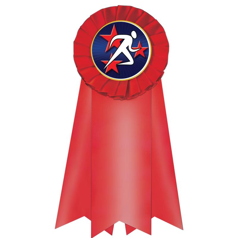 7" JUMBO RED MYLAR ROSETTE