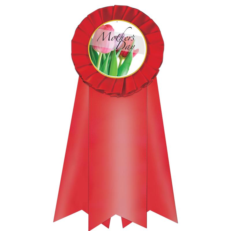7" JUMBO RED MYLAR ROSETTE