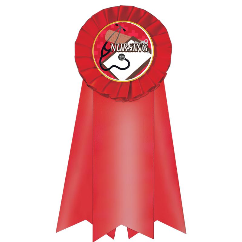 7" JUMBO RED MYLAR ROSETTE