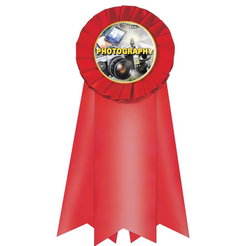 7" JUMBO RED MYLAR ROSETTE