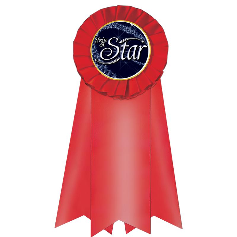 7" JUMBO RED MYLAR ROSETTE