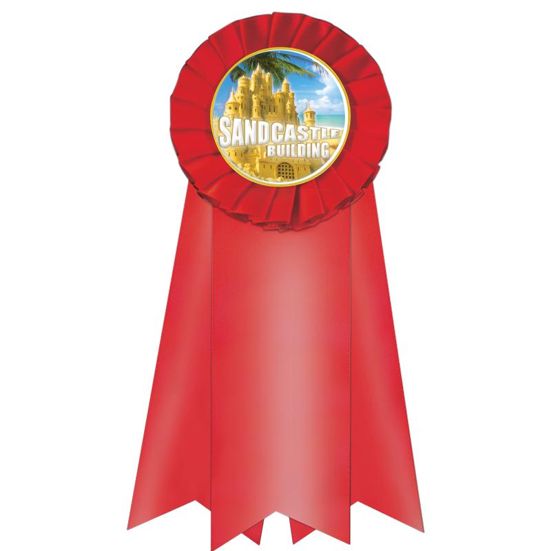 7" JUMBO RED MYLAR ROSETTE