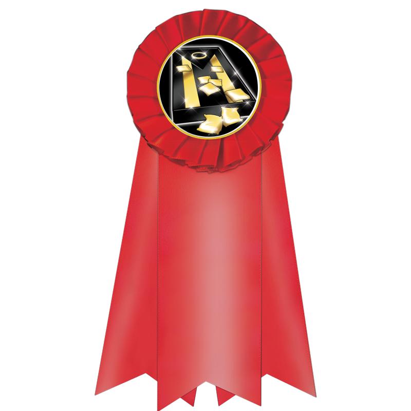 7" JUMBO RED MYLAR ROSETTE