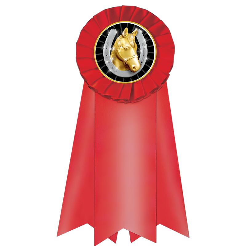 7" JUMBO RED MYLAR ROSETTE