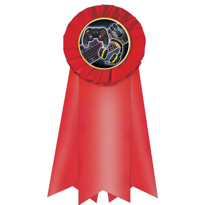 7" JUMBO RED MYLAR ROSETTE