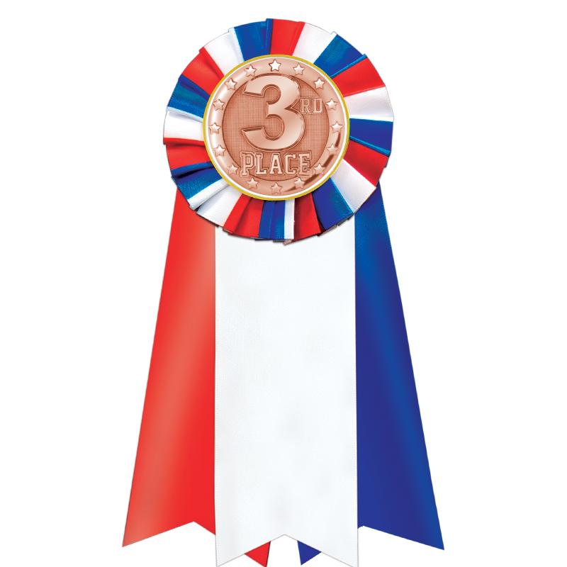 7"JUMBO RD/WH/BLUE MYL ROSETTE