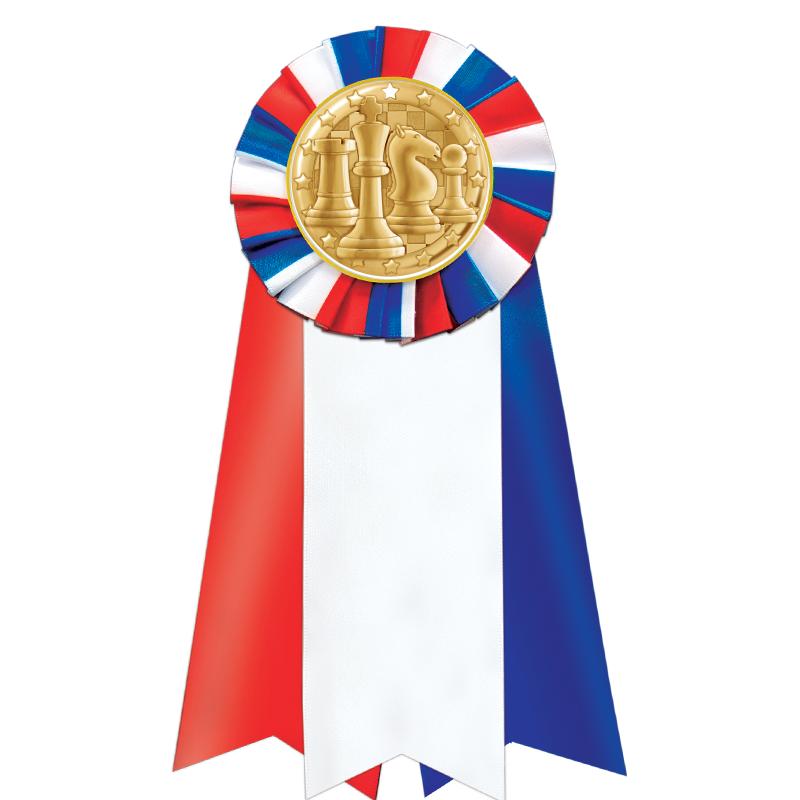 7"JUMBO RD/WH/BLUE MYL ROSETTE