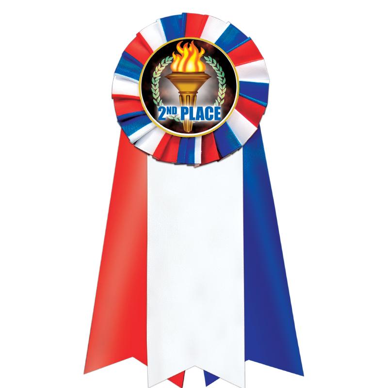 7"JUMBO RD/WH/BLUE MYL ROSETTE