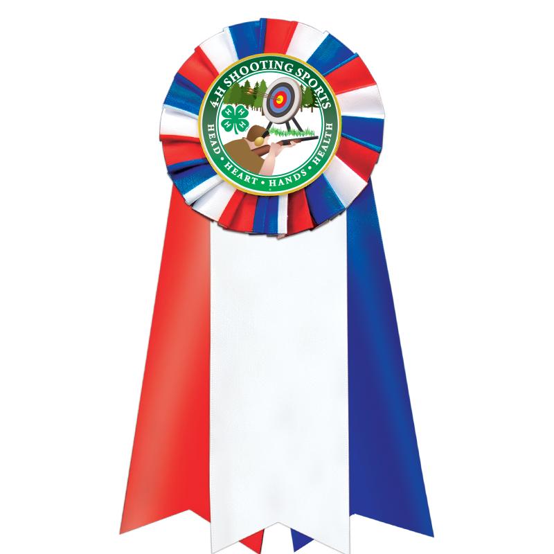 7"JUMBO RD/WH/BLUE MYL ROSETTE