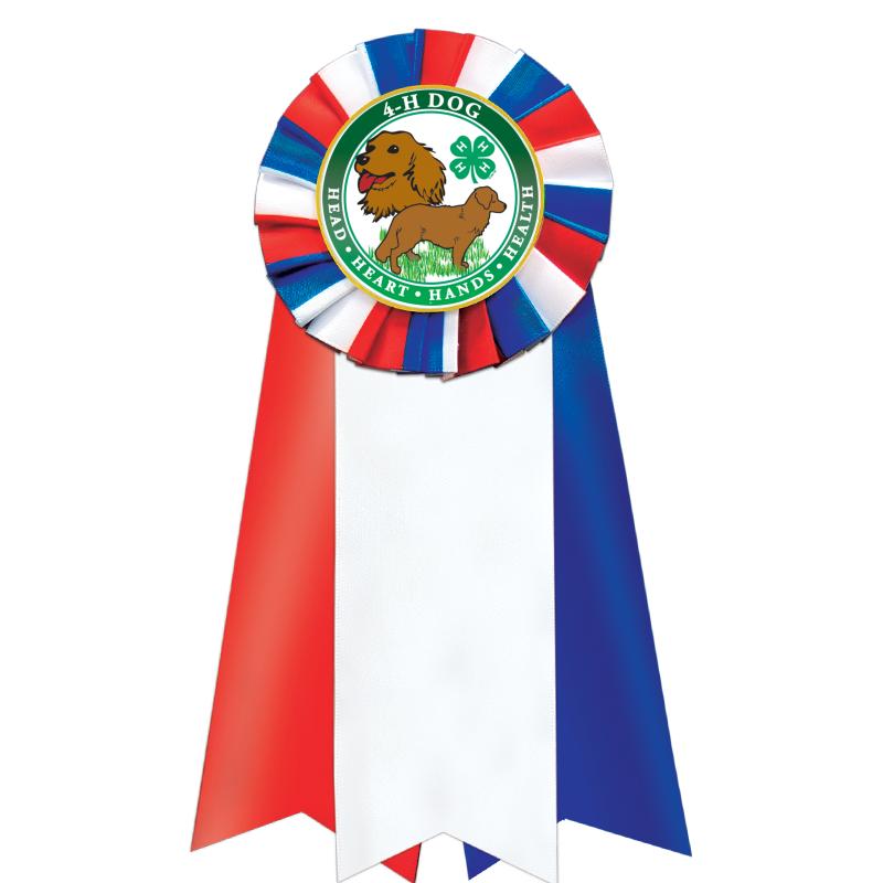 7"JUMBO RD/WH/BLUE MYL ROSETTE