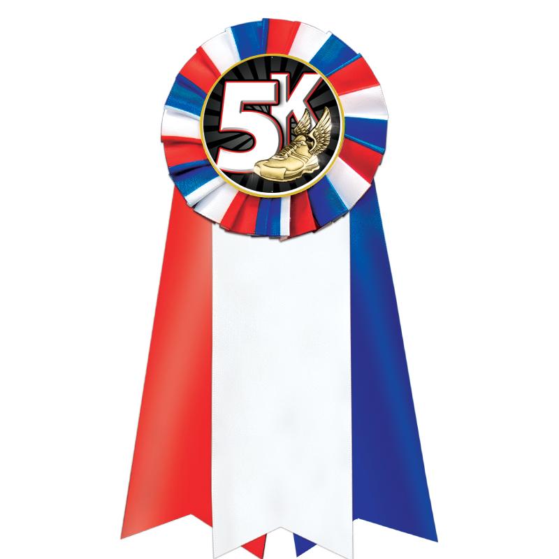 7"JUMBO RD/WH/BLUE MYL ROSETTE