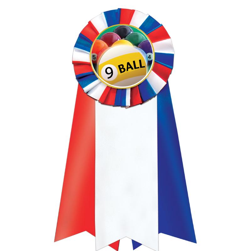 7"JUMBO RD/WH/BLUE MYL ROSETTE