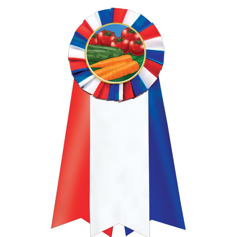 7"JUMBO RD/WH/BLUE MYL ROSETTE