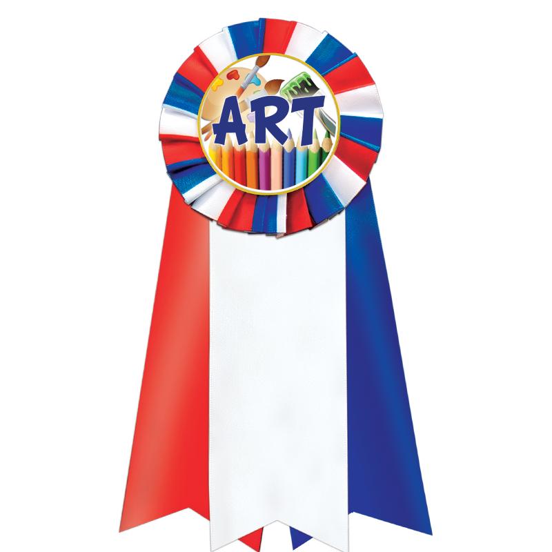 7"JUMBO RD/WH/BLUE MYL ROSETTE