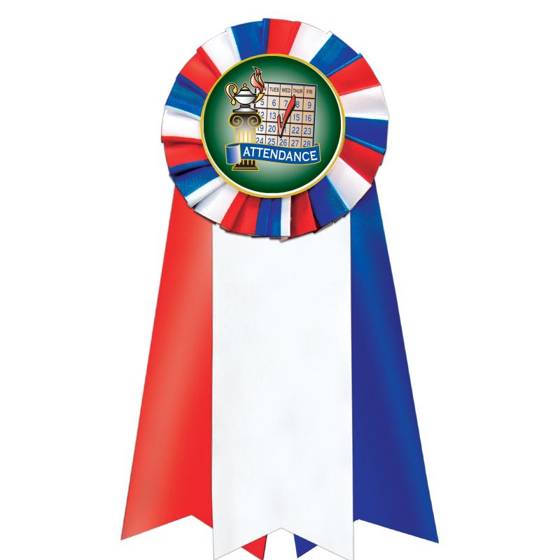 7"JUMBO RD/WH/BLUE MYL ROSETTE