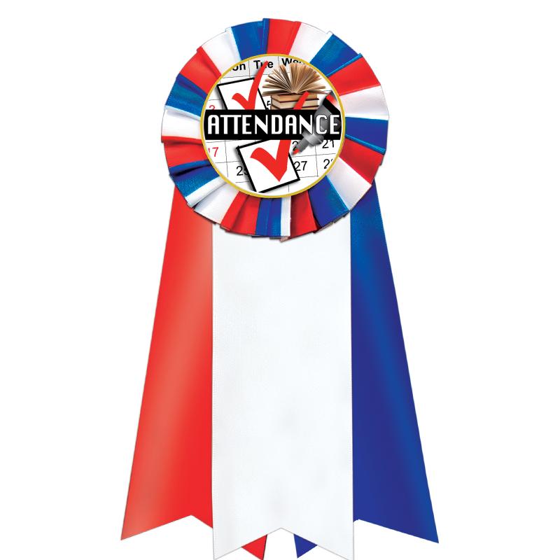 7"JUMBO RD/WH/BLUE MYL ROSETTE