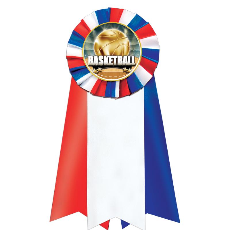 7"JUMBO RD/WH/BLUE MYL ROSETTE
