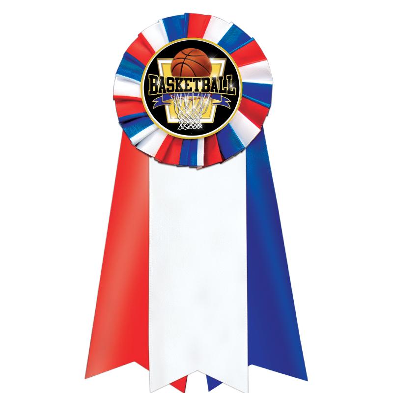 7"JUMBO RD/WH/BLUE MYL ROSETTE