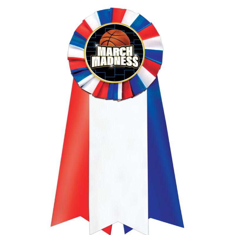 7"JUMBO RD/WH/BLUE MYL ROSETTE