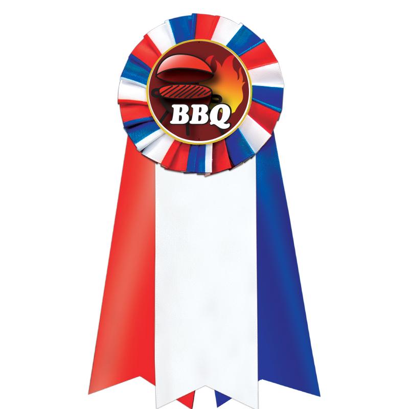 7"JUMBO RD/WH/BLUE MYL ROSETTE