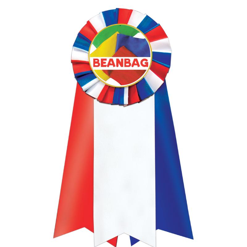 7"JUMBO RD/WH/BLUE MYL ROSETTE