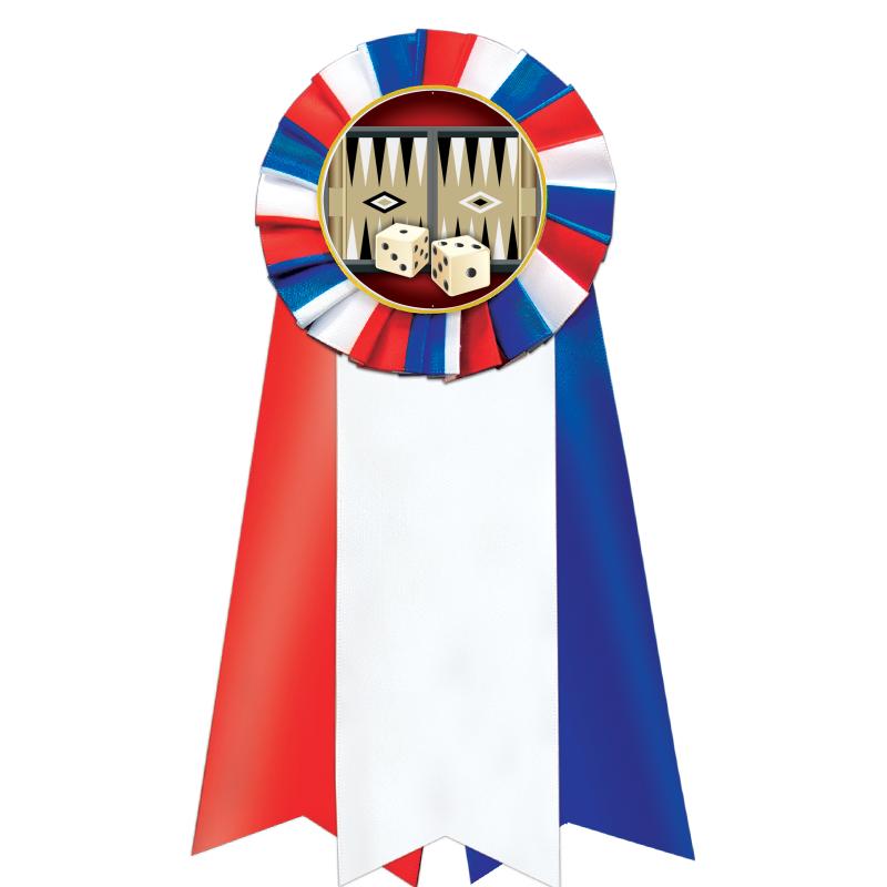 7"JUMBO RD/WH/BLUE MYL ROSETTE