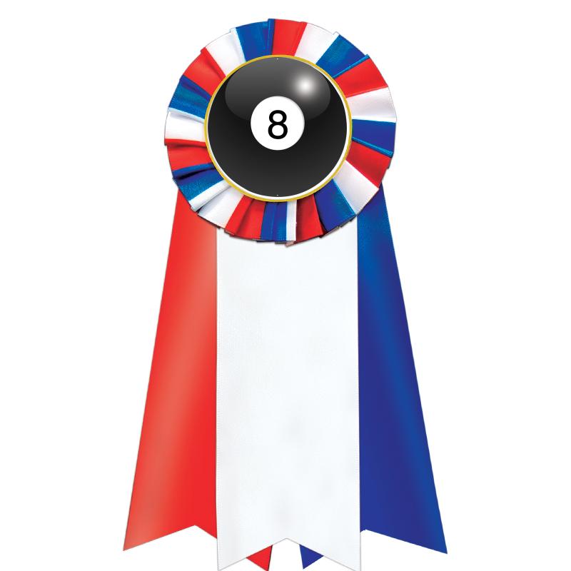 7"JUMBO RD/WH/BLUE MYL ROSETTE