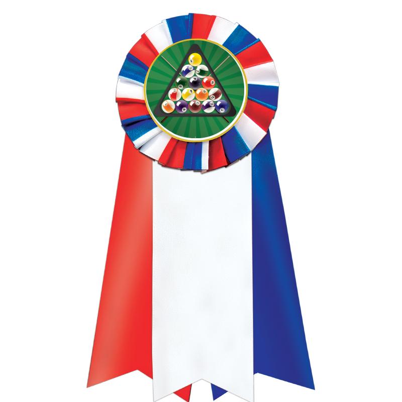 7"JUMBO RD/WH/BLUE MYL ROSETTE